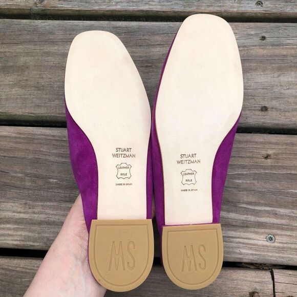 Stuart Weitzman Mulearky Begonia Suede Flat Mules - Picture 10 of 11